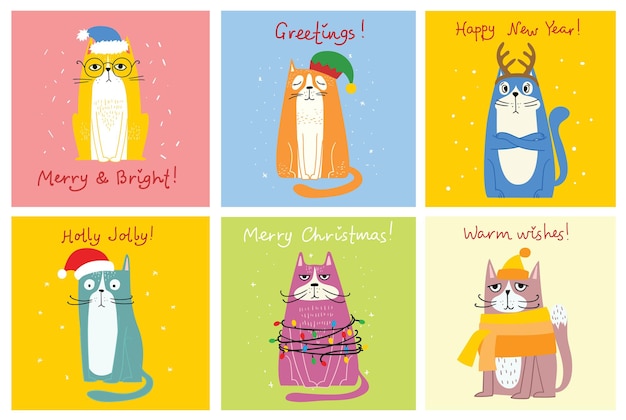 猫のコレクションかわいい猫のメリークリスマスイラスト