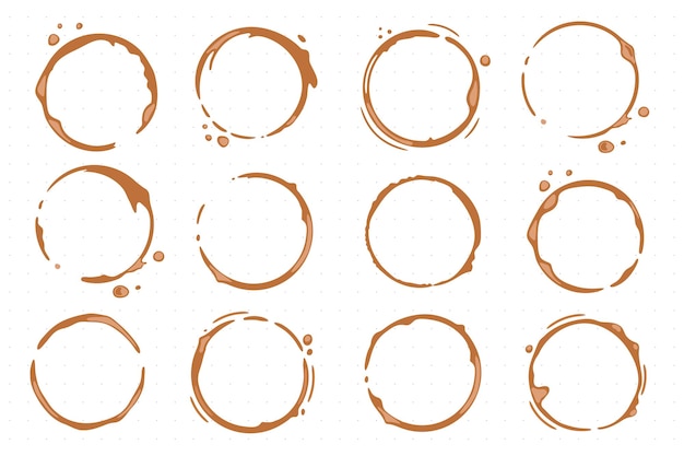 シンプルな形状のコーヒー カップの丸い汚れのコレクション