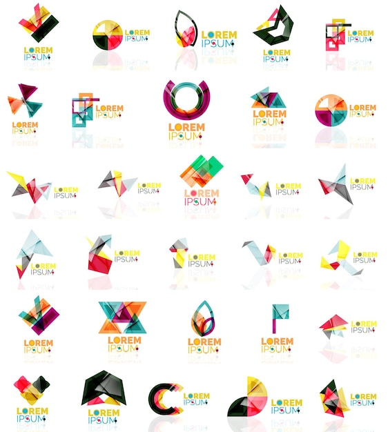 ベクトル カラフルな抽象的な折り紙のロゴのコレクション