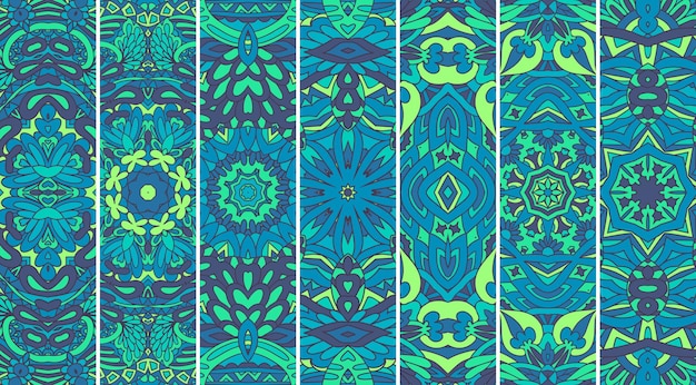 민족 멕시코 스타일의 인쇄가 있는 창의적인 낙서 패턴 모음