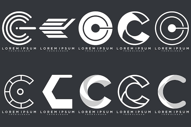 Вектор Коллекция творческих инициалов букв c иконка дизайна логотипа