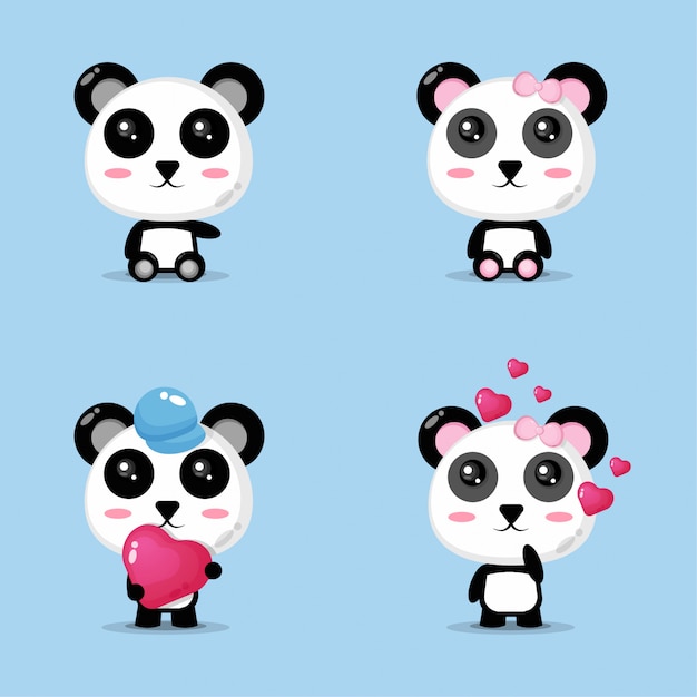 Коллекция дизайнов cute panda mascot