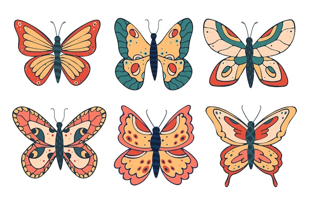 さまざまな美しい蝶のコレクション