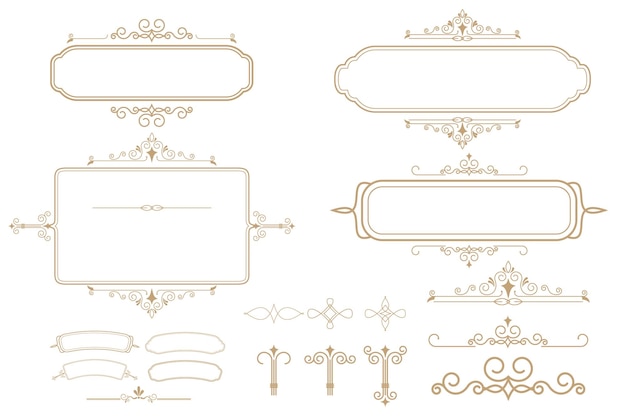 Вектор Коллекция различных старинных рамок, шаблонов и элементов дизайна, ретро-типографических элементов дизайна, шаблоны для дизайна приглашений, плакатов и других дизайнов.