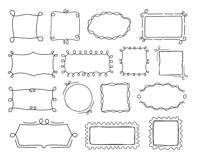 ベクトル 落書きフレームのコレクション手描きグラフィックデザインイラスト