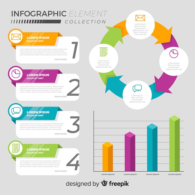 플랫 Infographic 요소의 컬렉션