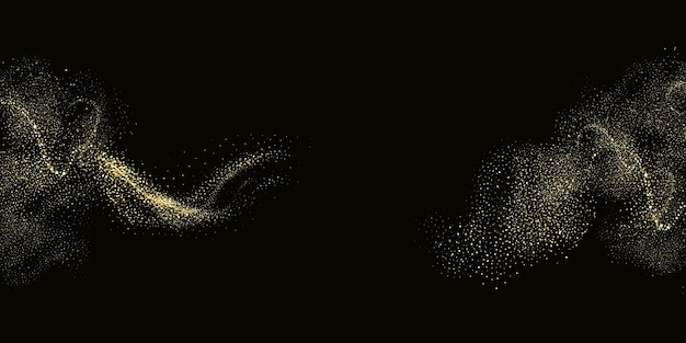 Вектор Коллекция мерцающих звезд с золотыми мерцающими вихрями блестящего дизайна блеска