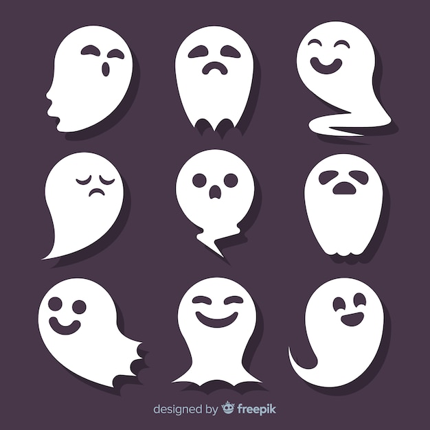 Коллекция хэллоуин призрак на плоский дизайн