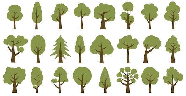 벡터 나무 삽화 모음 자연이나 건강한 라이프스타일 테마를 설명하는 데 사용할 수 있습니다.