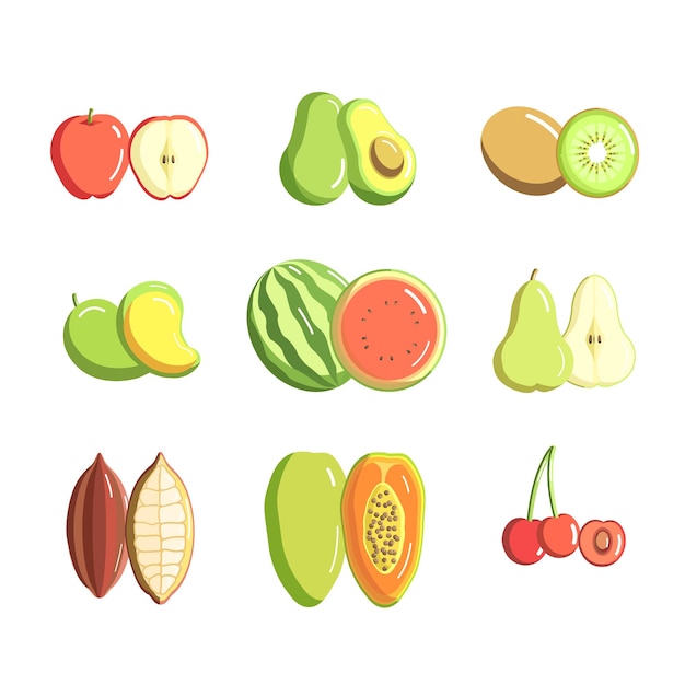 Коллекция иллюстраций различных фруктов