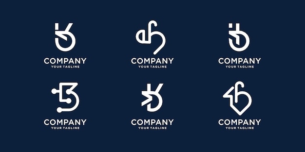 Коллекция начальной буквы b дизайн вдохновения набор b шаблон логотипа с абстрактной концептуальной линией