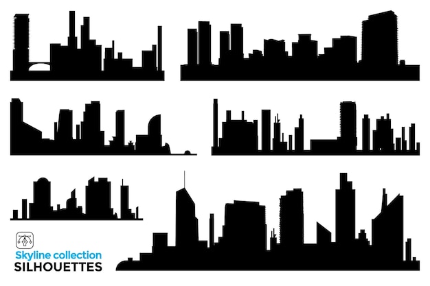 벡터 도시의 스카이 라인의 고립 된 실루엣의 컬렉션