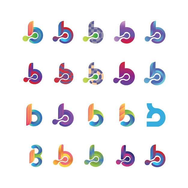 ベクトル さまざまなユニークなスタイルの文字bロゴのコレクション