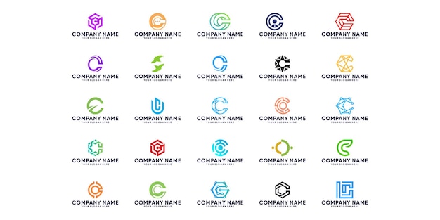 ベクトル シンボルテクノロジーインターネットのための文字cのロゴデザインのコレクション