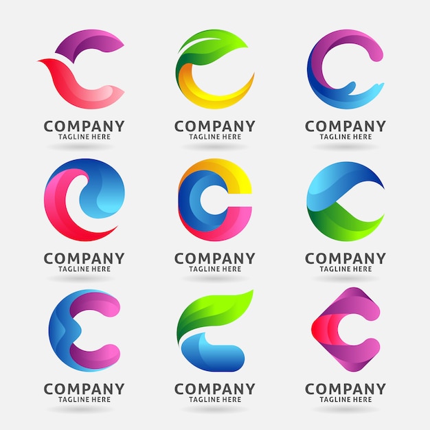 Коллекция letter c современный логотип дизайн шаблона