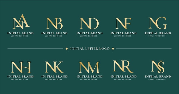 Коллекция букв n с монограммой и логотипом с засечками