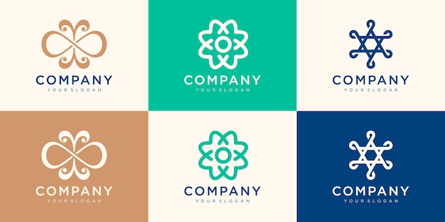 Коллекция минималистского дизайна логотипа компании. использовать логотип для ассоциации, альянса, единства, командной работы.