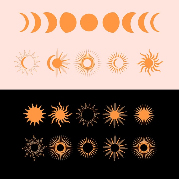보헤미안 스타일의 달, 태양 및 별 컬렉션