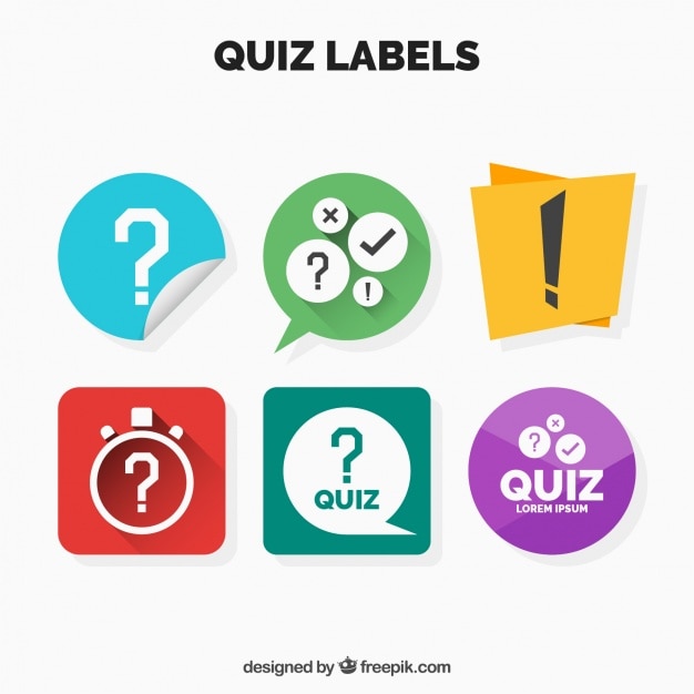 Collection of quiz labels