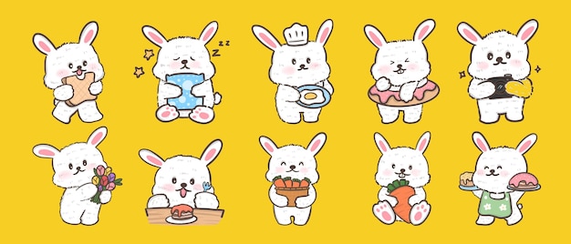 ベクトル ウサギの動物キャラクターイラスト集