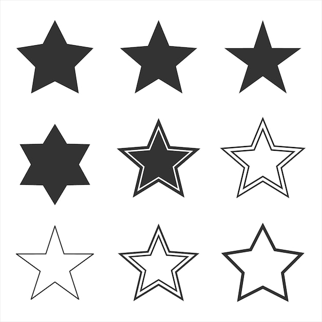 Вектор Коллекция звездных символов на белом фоне