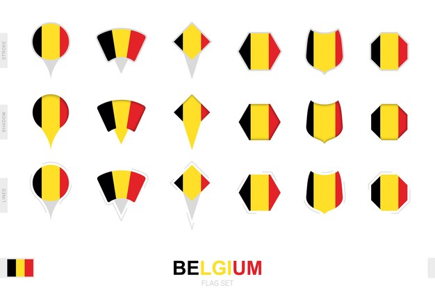 ベクトル ベルギーの国旗のコレクション 異なる形と3つの異なる効果