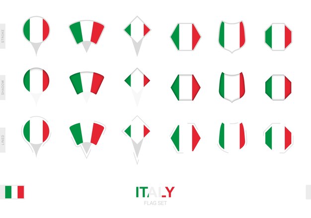 ベクトル イタリアの国旗のコレクション 異なる形と3つの異なる効果