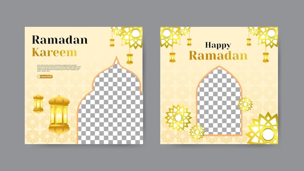 ラマダン・カリーム・ソーシャル・メディア・ポスト・テンプレート (ramadan kareem social media post templates) のトレンドリーなコレクションスクエア・バナー・デザインの背景