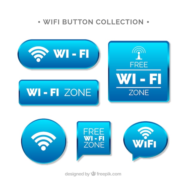 Коллекция кнопок wifi в реалистичном дизайне