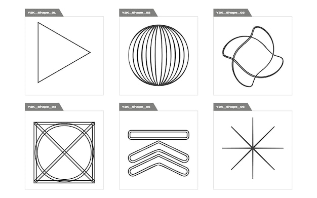 Вектор Коллекция элементов y2k экстраординарные графические ресурсы современные абстрактные формы