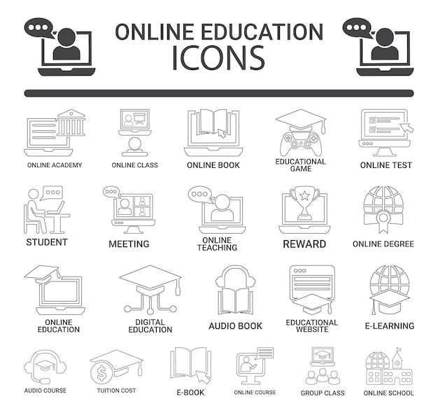 Collection of Online Education Icons