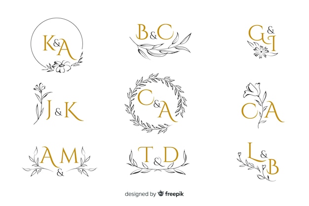 Collection of ornamental wedding monogram