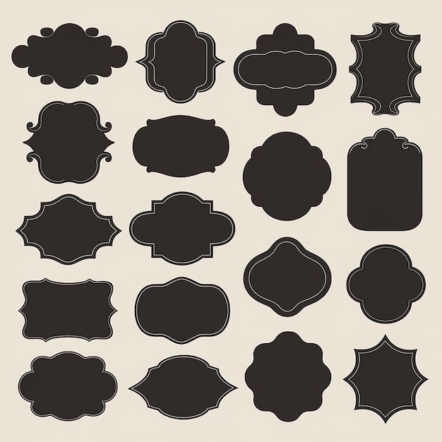 Vector a collection of ornate curvilinear shapes resembling vintage frames or badges