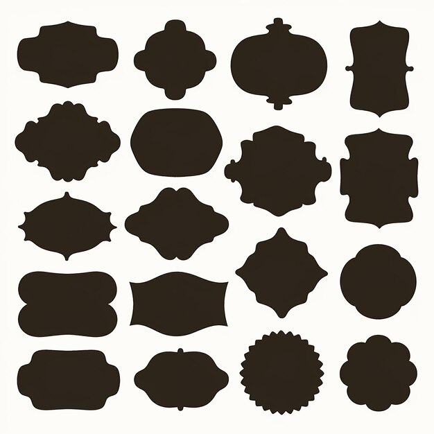 Vector a collection of ornate curvilinear shapes resembling vintage frames or badges