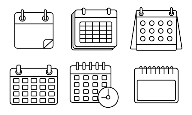 Vector collection of outline calendar icon