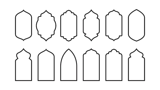 Collection of outline islamic windows