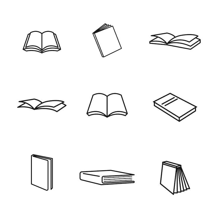 Вектор коллекция очерченных книг силуэт икона символ вектор иллюстрация всемирный день книги фон