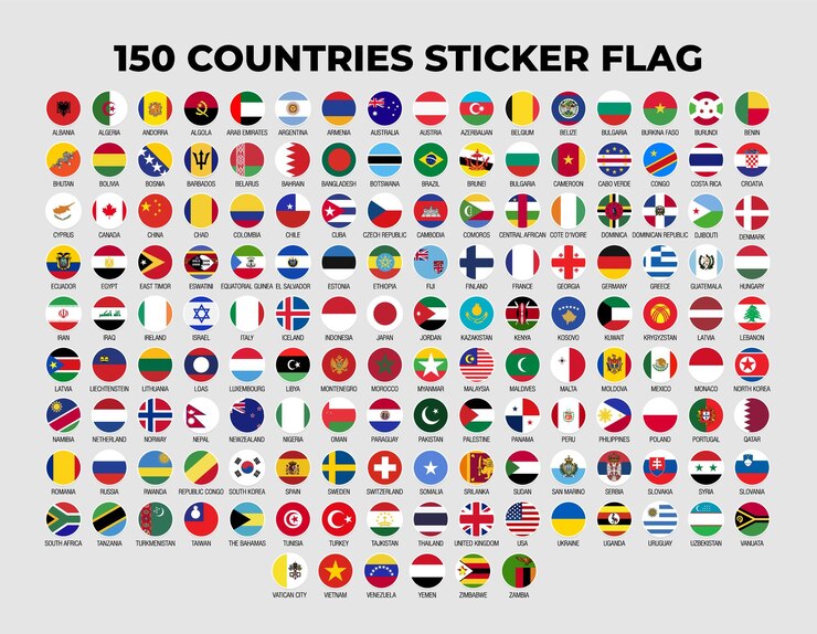 Vector collection pack of countries flag sticker vector design template