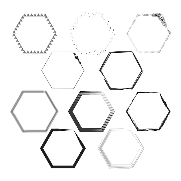 Vector collection of painted hexagon vector illustration eps 10