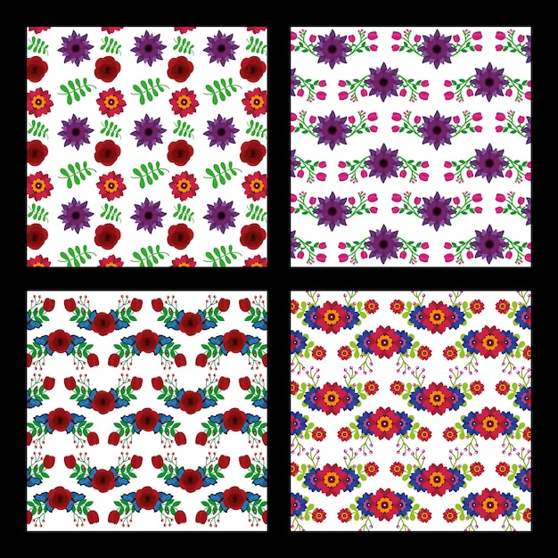 Collection of pattern floral flowers natural decortive