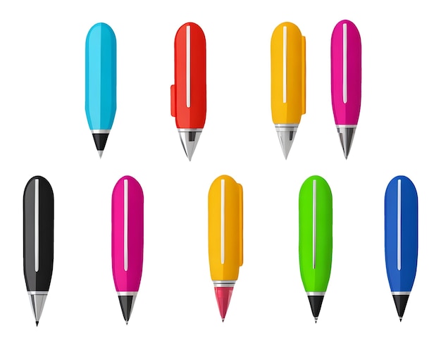 Collection of pens and other office supplies cute design in pastel colors