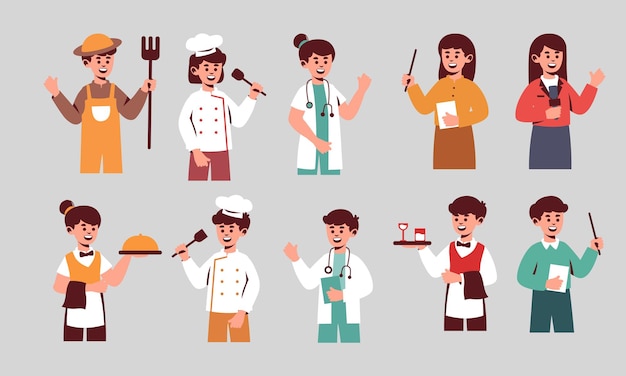 Collection of people of different professions