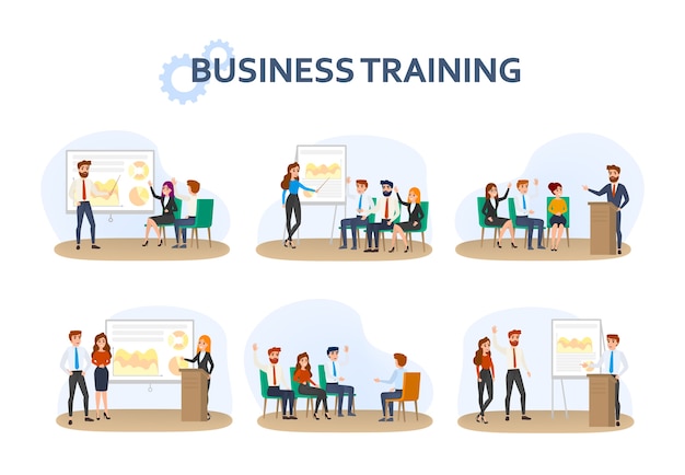 collection of people making a business presentation