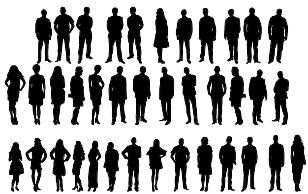 Vector collection of people silhouettes crowd