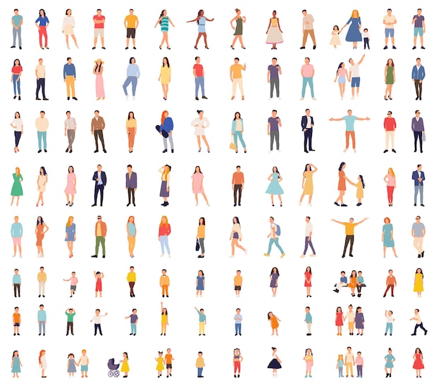 Vector collection of people on white background vector