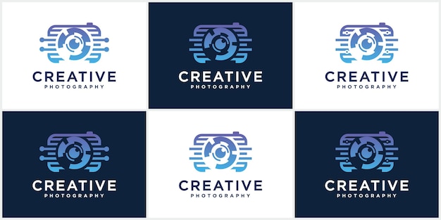 Collection of photography technology cameras logo icon vector templates photography logo design