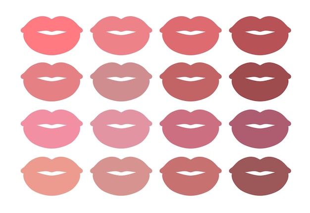 Collection of pink and biege lipstick chart