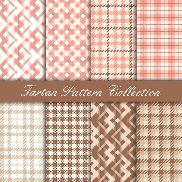 Collection of pink elegant tartan pattern