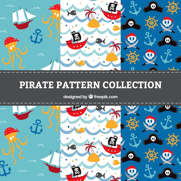 Collection of pirate patterns with elements