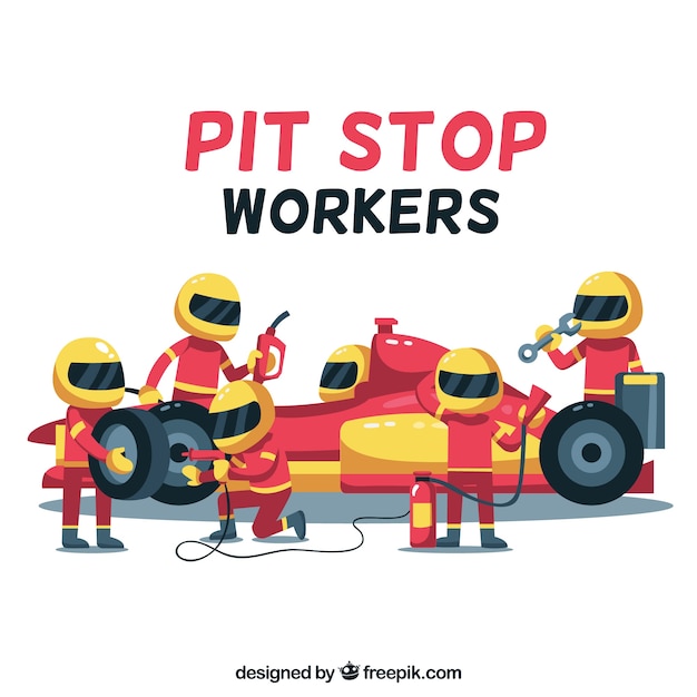 Vector collection of pit stop workers